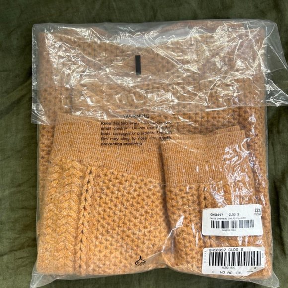 NEW with Tags Garnet Hill Cashmere sweater Pumpkin Tan Donegal - Picture 7 of 7